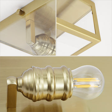 Eleanor 8" Farmhouse Industrial Square Iron/Glass Case LED Flush Mount - JONATHAN Y
